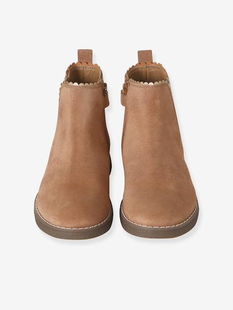 Boots enfant fille cuir élastiquées et zippées camel+marine+or - vertbaudet enfant 