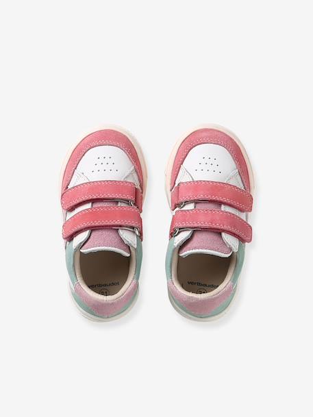 Baskets bébé cuir à scratchs lot blanc+lot violet - vertbaudet enfant 
