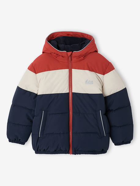 Jongensjas met capuchon blauw+roest - vertbaudet enfant 