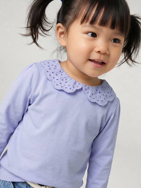 Bébé-T-shirt bébé col brodé manches longues