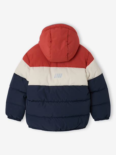 Doudoune à capuche garçon bleu+rouille - vertbaudet enfant 