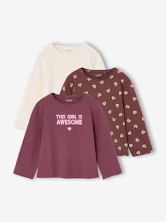 Meisje-Set van 3 BASICS meisjesshirts met lange mouwen