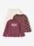 Set van 3 BASICS meisjesshirts met lange mouwen antraciet+ecru+grijsblauw+indigoblauw+koraal+zachtpaars - vertbaudet enfant 