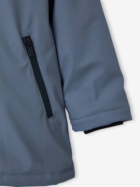 Ciré à capuche garçon doublé sherpa bleu grisé+bleu nuit - vertbaudet enfant 
