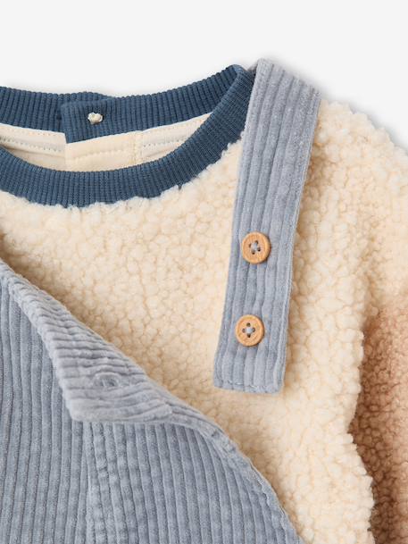 Ensemble salopette et sweat bébé bleu grisé - vertbaudet enfant 