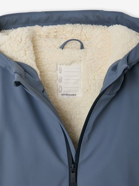 Ciré à capuche garçon doublé sherpa bleu grisé+bleu nuit - vertbaudet enfant 