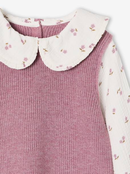 Pull col claudine lilas+marine+tomette - vertbaudet enfant 