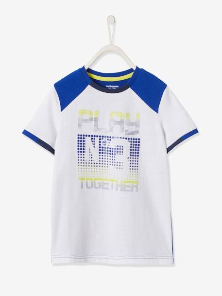 Tweekleurig sport T-shirt voor jongens van technisch materiaal met pixeleffect wit - vertbaudet enfant 