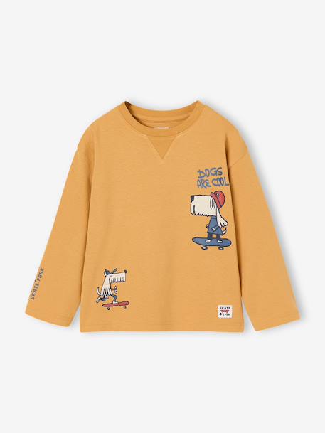 T-shirt manches longues garçon anthracite+jaune+pistache - vertbaudet enfant 