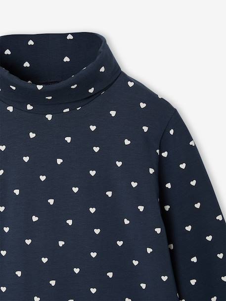 Set van 3  t-shirts met rolkraag voor meisjes ecru+inktblauw+poederroze set - vertbaudet enfant 