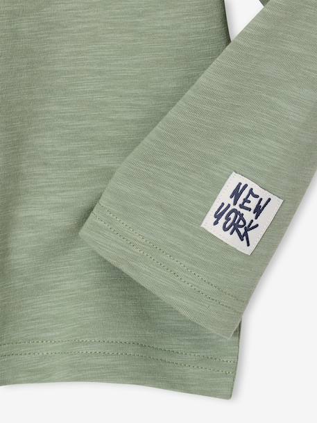 T-shirt manches longues floqué garçon bois de rose+vert sauge - vertbaudet enfant 