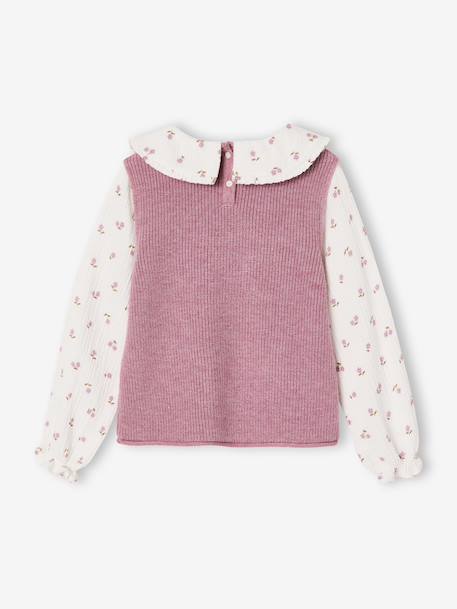 2-in-1 trui voor meisjes lila+marineblauw+terracottategel - vertbaudet enfant 