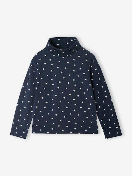 Set van 3  t-shirts met rolkraag voor meisjes ecru+inktblauw+poederroze set - vertbaudet enfant 
