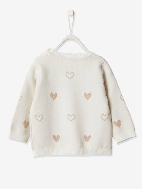 Pull bébé fille jacquard coeurs ivoire - vertbaudet enfant 