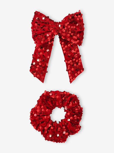 Barrette et chouchou à sequins rouge - vertbaudet enfant 