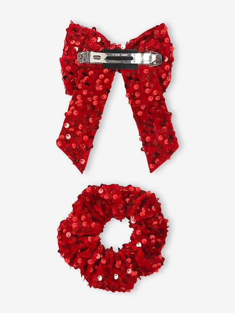 Haarspeld en scrunchie met pailletten rood - vertbaudet enfant 