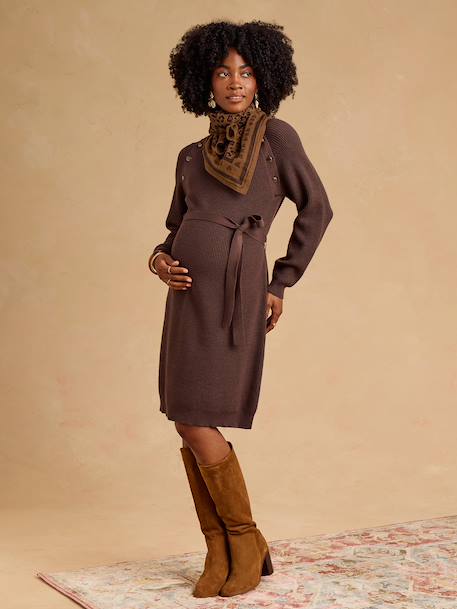 Robe en tricot grossesse et allaitement chocolat+noir - vertbaudet enfant 