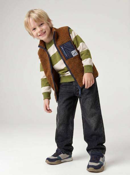 Gilet sans manches garçon caramel+écru - vertbaudet enfant 