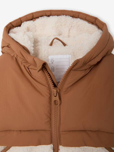 Babyjongens jas met muts hazelnoot - vertbaudet enfant 