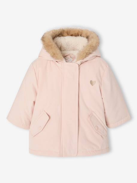 Parka + fijn donsjack baby 3-in-1 olijf+oudroze+roze (poederkleur) - vertbaudet enfant 