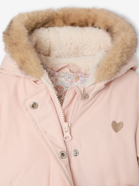 Parka + doudoune fine bébé 3 en 1 olive+rose poudré+vieux rose - vertbaudet enfant 