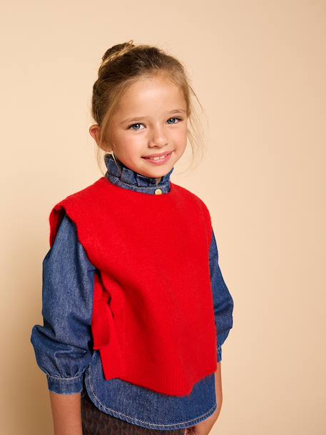 Pull sans manches fille rouge - vertbaudet enfant 