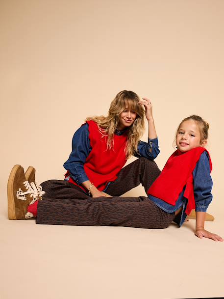 Pantalon fille jacquard chocolat - vertbaudet enfant 