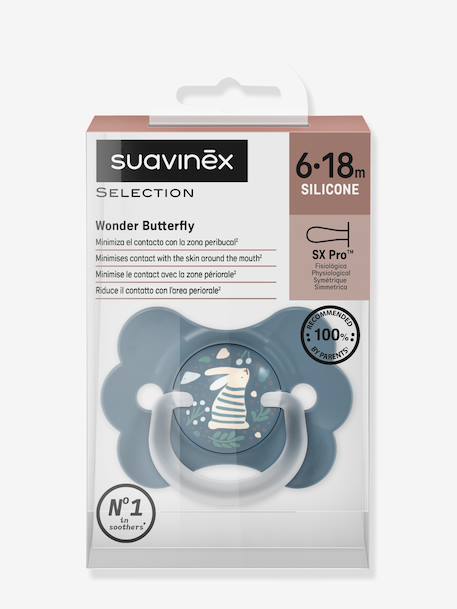 Symmetrische fopspeen SXPro 6-18 mnd petrolblauw+rozen - vertbaudet enfant 