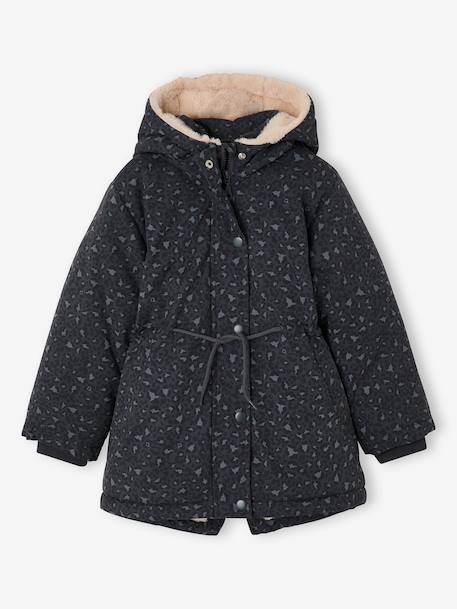 Parka fille à capuche romantique anthracite+marine+vert - vertbaudet enfant 