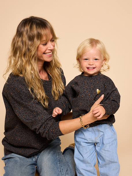 Sweat femme léopard capsule mère-fille beige+gris foncé - vertbaudet enfant 