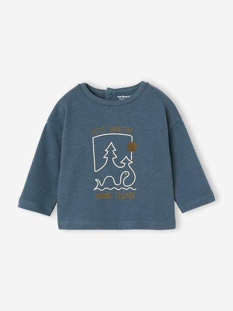 Babyshirt met lange mouwen en print groenblauw - vertbaudet enfant 