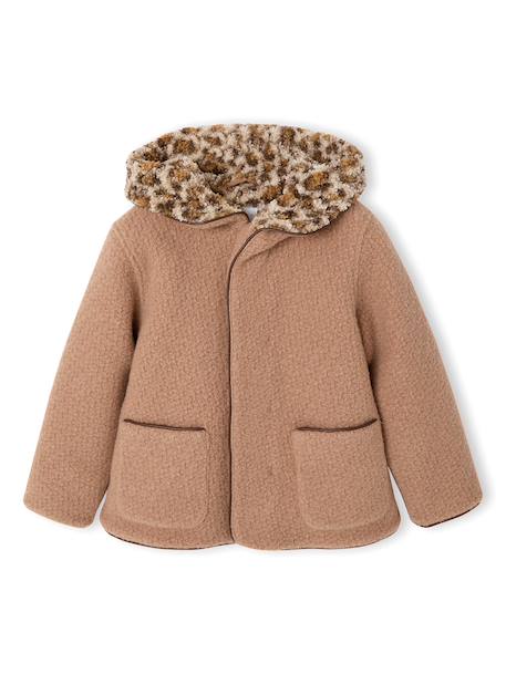 Meisjesjas met capuchon kameel+marineblauw - vertbaudet enfant 