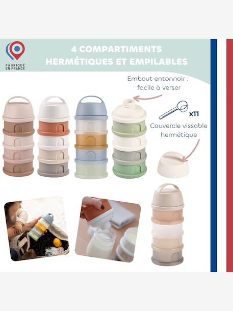 Melkdispenser met 4 vakken BEABA doorzichtig+grijs+grijsblauw+groen+mineraalgrijs/roze+oudroze+terracotta - vertbaudet enfant 