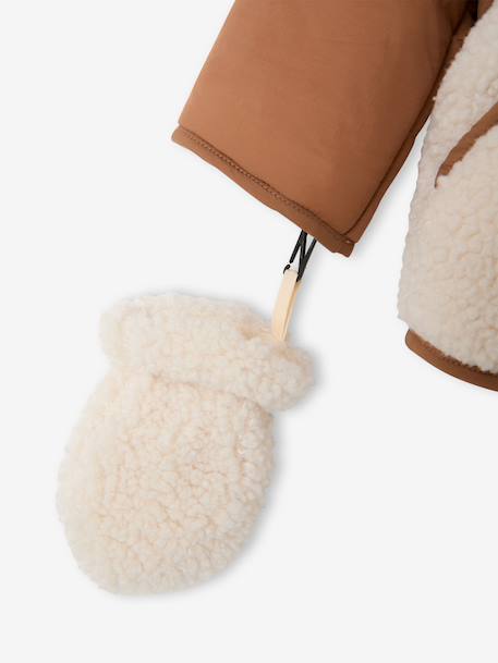 Babyjongens jas met muts hazelnoot - vertbaudet enfant 