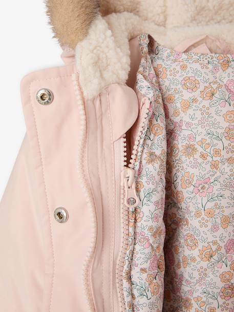 Parka + doudoune fine bébé 3 en 1 olive+rose poudré+vieux rose - vertbaudet enfant 