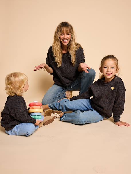 Sweat femme léopard capsule mère-fille beige+gris foncé - vertbaudet enfant 