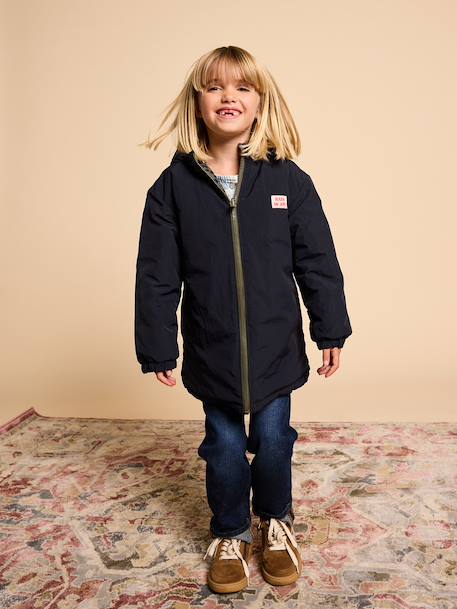 Omkeerbare kinderparka kaki - vertbaudet enfant 