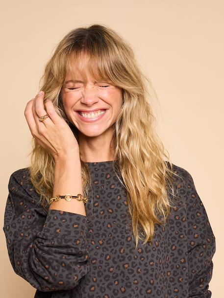 Sweat femme léopard capsule mère-fille beige+gris foncé - vertbaudet enfant 