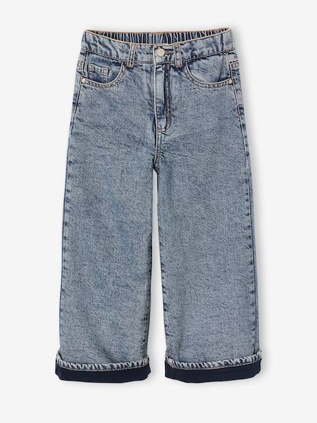 Wijde jeans met fleecevoering middenblauw - vertbaudet enfant 