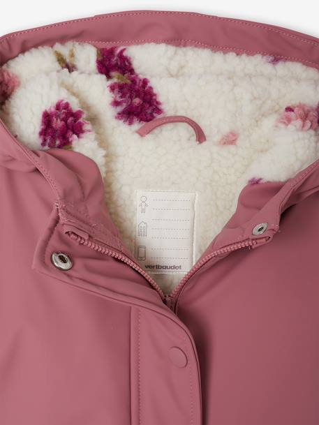 Regenjas voor meisjes met capuchon en sherpa voering antraciet+groen+indigoblauw+meerkleurig+zachtpaars - vertbaudet enfant 