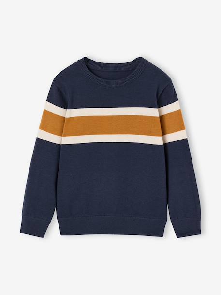 Gestreepte jongenstrui met ronde hals marineblauw - vertbaudet enfant 