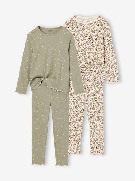 Set van 2 meisjespyjama's saliegroen - vertbaudet enfant 