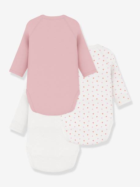 Lot 3 bodies croisés manches longues rose - vertbaudet enfant 