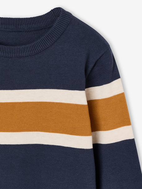 Gestreepte jongenstrui met ronde hals marineblauw - vertbaudet enfant 
