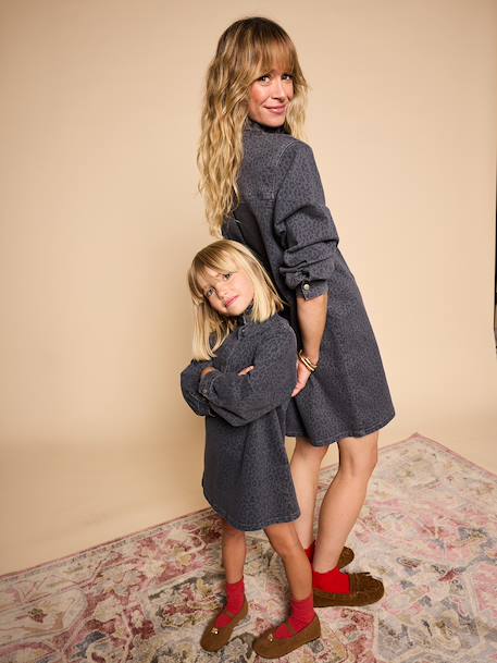 Robe imprimée fille denim gris - vertbaudet enfant 