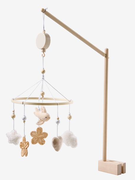 Mobile musical en bois et rotin beige - vertbaudet enfant 
