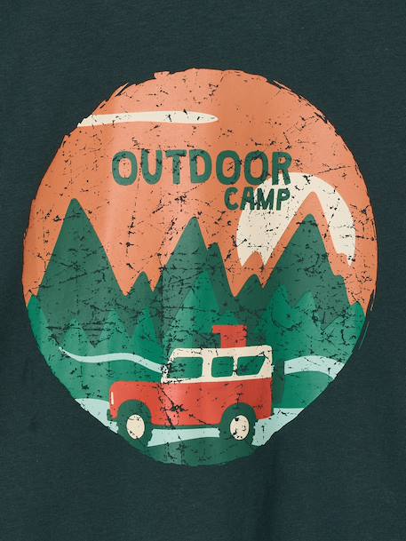 T-shirt manches longues garçon bleu océan+ocre+vert sapin - vertbaudet enfant 