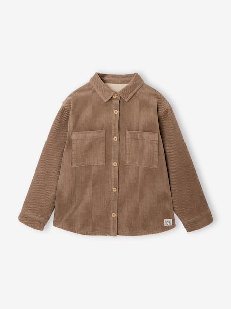 Jongensoverhemd van ribfluweel taupe - vertbaudet enfant 