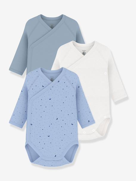 Set van 3 overslagrompers met lange mouwen blauw - vertbaudet enfant 