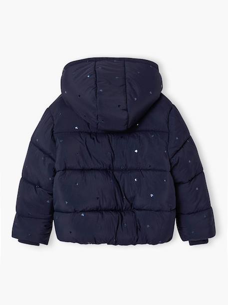 Gewatteerde jas met capuchon meisje blauw+marineblauw - vertbaudet enfant 